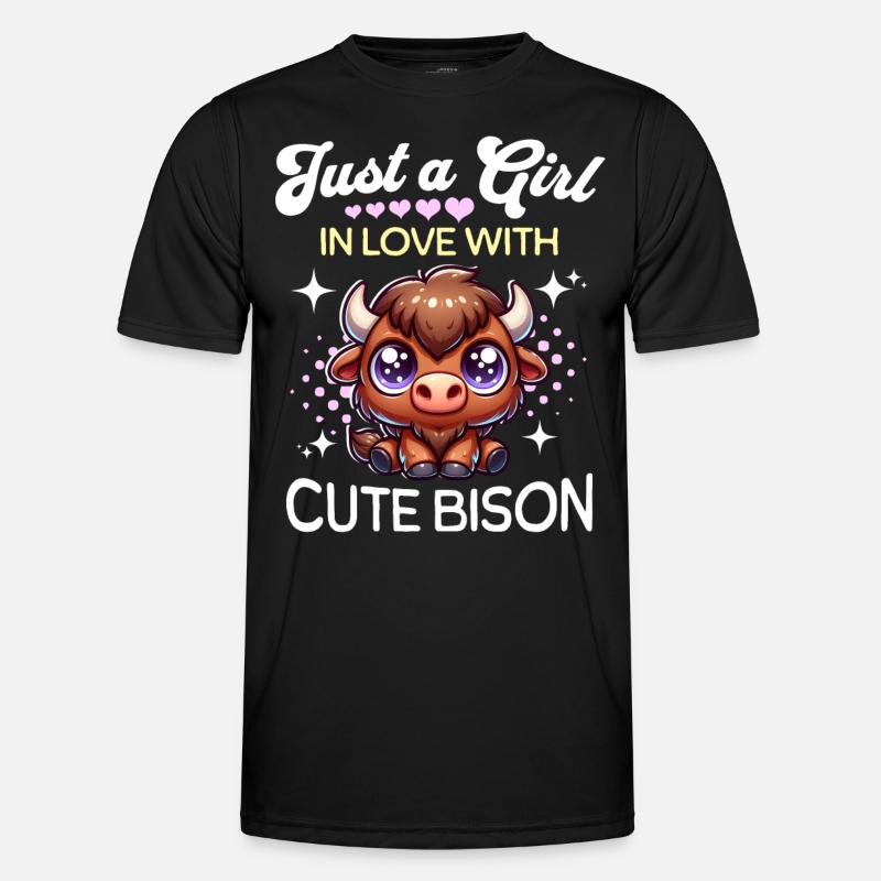 Büffel Mädchen Bison - Männer Funktions-T-Shirt - Schwarz