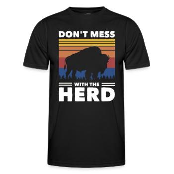 Bison Büffel - Männer Funktions-T-Shirt - Schwarz - Vorne - AI Model Male 178 dark (178cm)