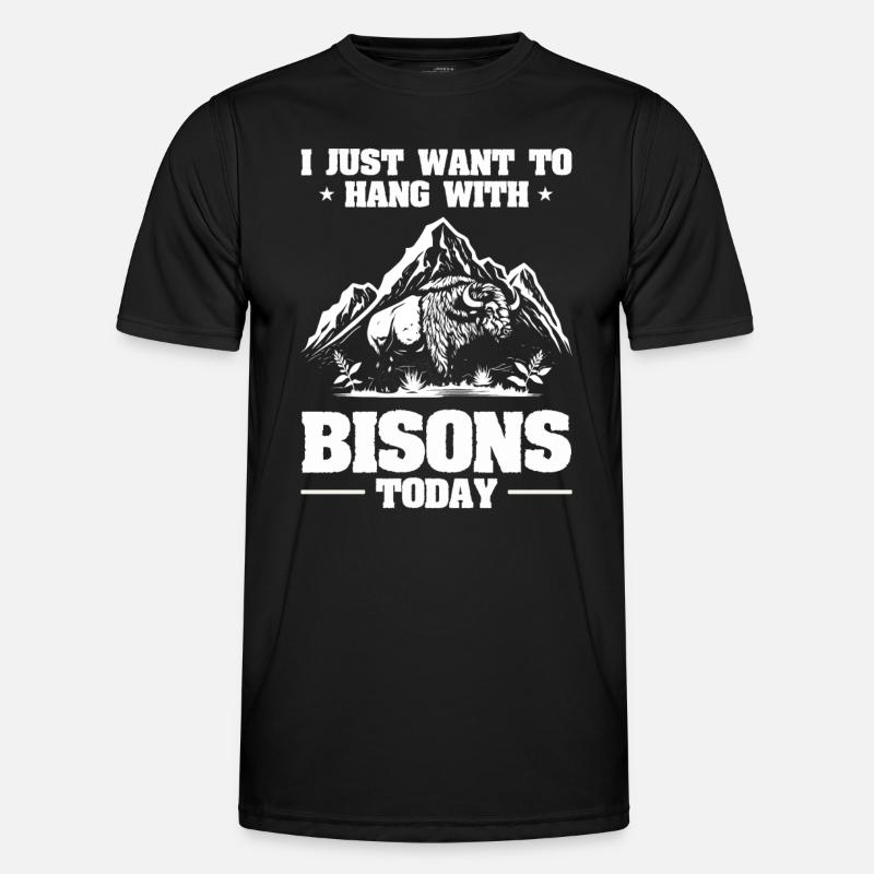 Büffel Bison - Männer Funktions-T-Shirt - Schwarz