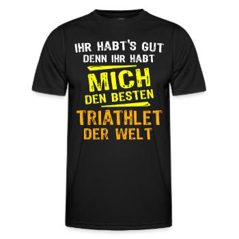 Cadeau triathlète - T-shirt sport Homme - noir - Devant - AI Model Male 178 dark (178cm)