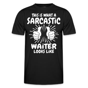 Serveur sarcastique - T-shirt sport Homme - noir - Devant - AI Model Male 178 dark (178cm)