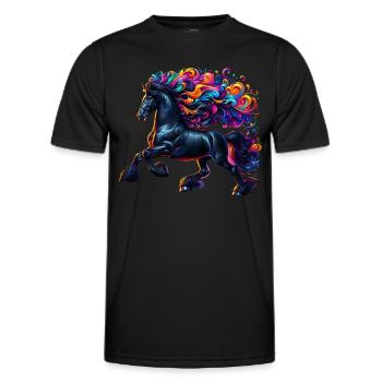Friesian Horse Pferd - Men's Functional T-Shirt - black - Front - AI Model Male 178 dark (178cm)
