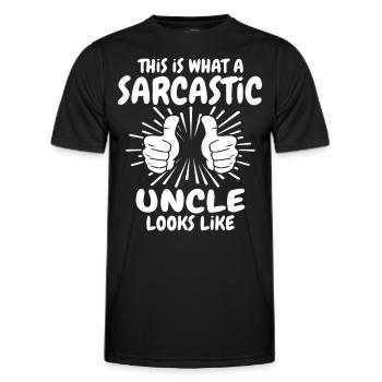 Oncle sarcastique - T-shirt sport Homme - noir - Devant - AI Model Male 178 dark (178cm)