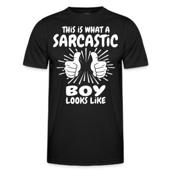 Garçon sarcastique - T-shirt sport Homme - noir - Devant - AI Model Male 178 dark (178cm)