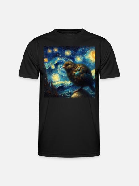 Kiwi Bird Starry Night - Men's Functional T-Shirt - black