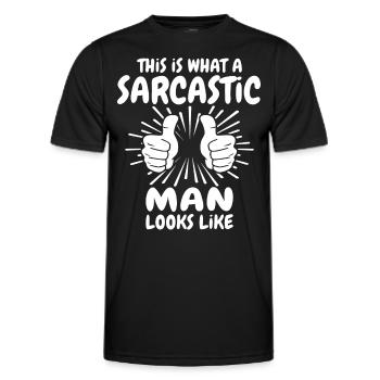 Homme sarcastique - T-shirt sport Homme - noir - Devant - AI Model Male 178 dark (178cm)