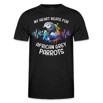 Graupapagei Herzlinie - Männer Funktions-T-Shirt - Schwarz - Vorne - AI Model Male 178 dark (178cm)