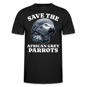 African grey parrot Save Grey Parrot - Men's Functional T-Shirt - black - Front - AI Model Male 178 dark (178cm)