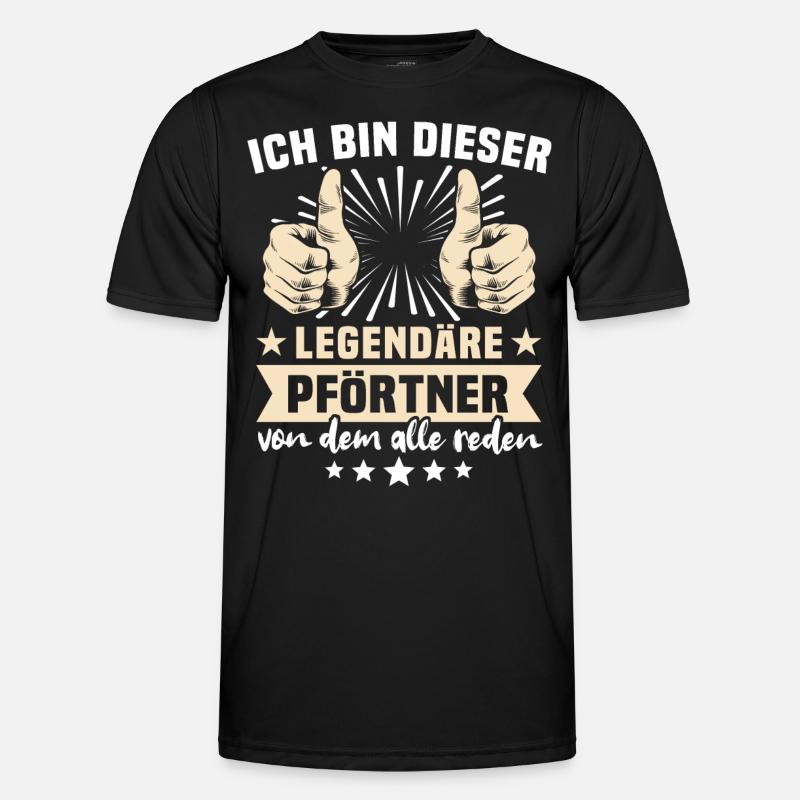 Pförtner Sprüche - Männer Funktions-T-Shirt - Schwarz