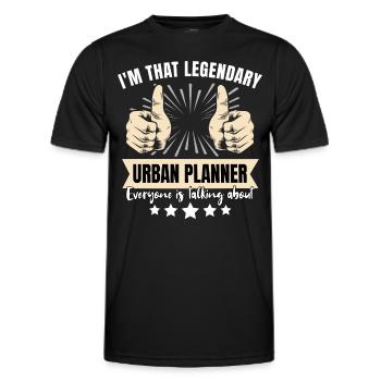 Urbaniste légendaire - T-shirt sport Homme - noir - Devant - AI Model Male 178 dark (178cm)