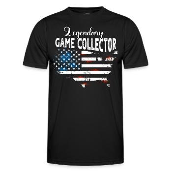 Collectionneur de jeux US - T-shirt sport Homme - noir - Devant - AI Model Male 178 dark (178cm)