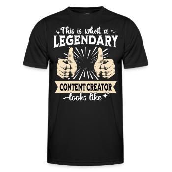 Créateur de contenu légendaire - T-shirt sport Homme - noir - Devant - AI Model Male 178 dark (178cm)