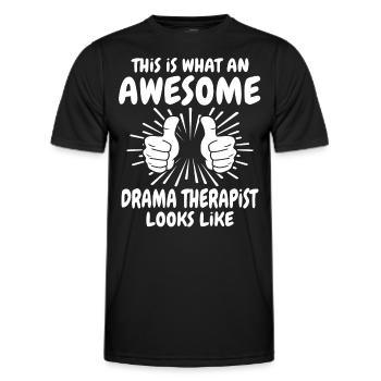 Thérapeute par le théâtre - T-shirt sport Homme - noir - Devant - AI Model Male 178 dark (178cm)