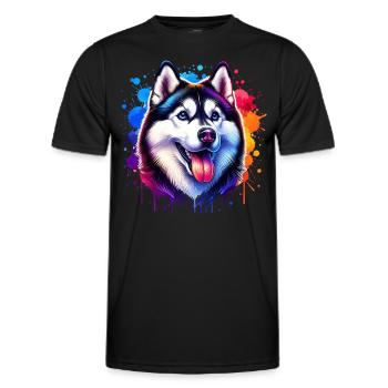 Sled Dog Motif Husky - Men's Functional T-Shirt - black - Front - AI Model Male 178 dark (178cm)