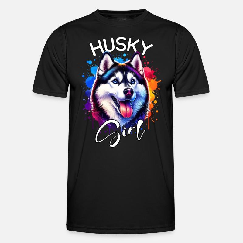 Husky Mädchen Schlittenhund - Männer Funktions-T-Shirt - Schwarz