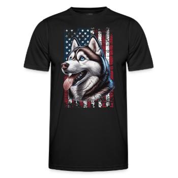 Husky US Chien de traîneau - T-shirt sport Homme - noir - Devant - AI Model Male 178 dark (178cm)