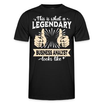Analyste d’affaires légendaire - T-shirt sport Homme - noir - Devant - AI Model Male 178 dark (178cm)