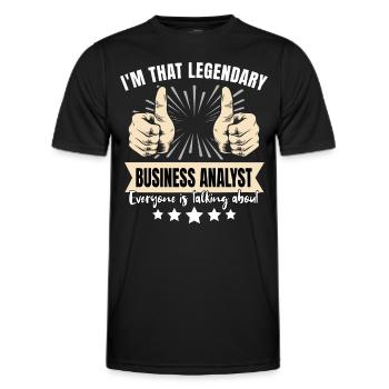 Analyste d’affaires légendaire - T-shirt sport Homme - noir - Devant - AI Model Male 178 dark (178cm)