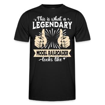 Legendärer Modelleisenbahner - Männer Funktions-T-Shirt - Schwarz - Vorne - AI Model Male 178 dark (178cm)