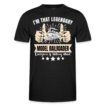 Legendärer Modelleisenbahner - Männer Funktions-T-Shirt - Schwarz - Vorne - AI Model Male 178 dark (178cm)