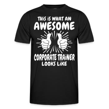 Coach d’employés - T-shirt sport Homme - noir - Devant - AI Model Male 178 dark (178cm)
