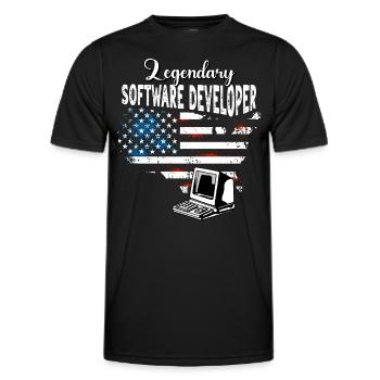 Développeur de logiciels US - T-shirt sport Homme - noir - Devant - AI Model Male 178 dark (178cm)