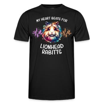 Löwenkopfkaninchen Herzlinie - Männer Funktions-T-Shirt - Schwarz - Vorne - AI Model Male 178 dark (178cm)