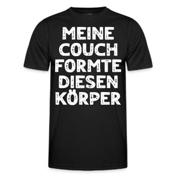 Meine Couch Formte Diesen Körper - Männer Funktions-T-Shirt - Schwarz - Vorne - AI Model Male 178 dark (178cm)