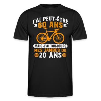 Anniversaire 60 ans pour un cycliste cadeau vélo - T-shirt sport Homme - noir - Devant - AI Model Male 178 dark (178cm)