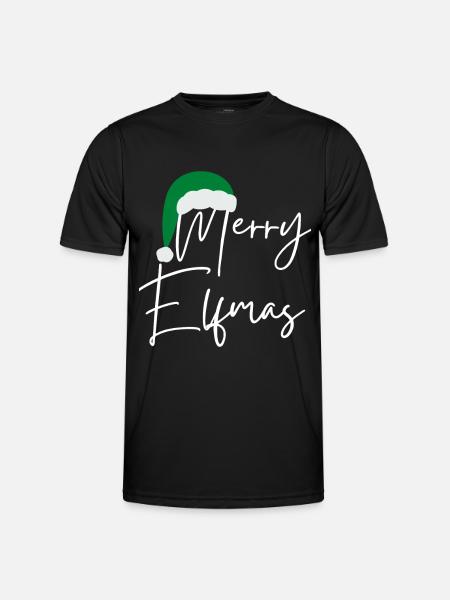 Merry Elfmas - Männer Funktions-T-Shirt - Schwarz