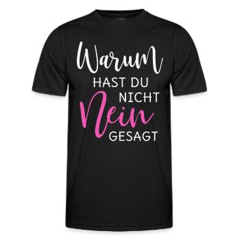 Warum hast Du nicht Nein gesagt - Männer Funktions-T-Shirt - Schwarz - Vorne - AI Model Male 178 dark (178cm)