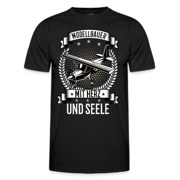 Modellbauer mit Herz und Seele Modellflugzeug - Männer Funktions-T-Shirt - Schwarz - Vorne - AI Model Male 178 dark (178cm)