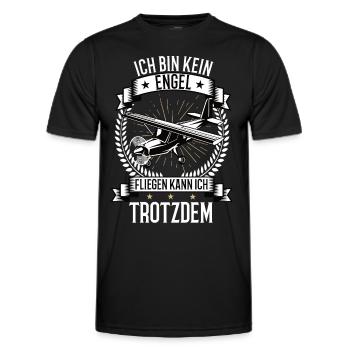 Ich bin kein Engel Modellflugzeug Flugzeug Flug - Männer Funktions-T-Shirt - Schwarz - Vorne - AI Model Male 178 dark (178cm)
