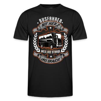 Busfahrer mit Herz Bus Schulbus Busse Busfahrerin - Männer Funktions-T-Shirt - Schwarz - Vorne - AI Model Male 178 dark (178cm)