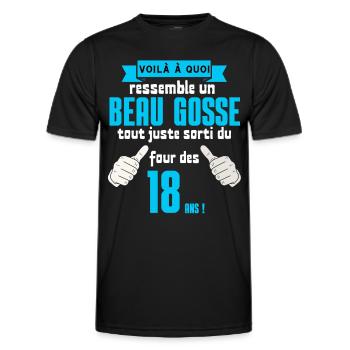 Humoristique 18 Ans Idée Cadeau Drôle Garçon - T-shirt sport Homme - noir - Devant - AI Model Male 178 dark (178cm)