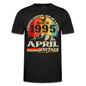 April 1995 Jahrgang geboren Geburtstag Retro - Männer Funktions-T-Shirt - Schwarz - Vorne - AI Model Male 178 dark (178cm)