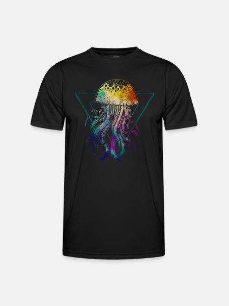 Bunte Qualle - Männer Funktions-T-Shirt - Schwarz
