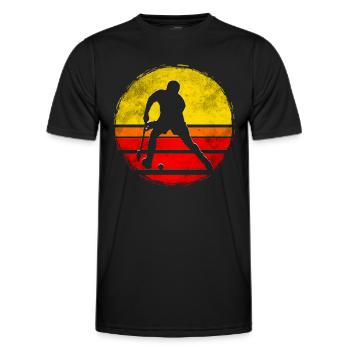 Unihockey - Männer Funktions-T-Shirt - Schwarz - Vorne - AI Model Male 178 dark (178cm)