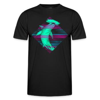 Vaporwave Hammerhai - Männer Funktions-T-Shirt - Schwarz - Vorne - AI Model Male 178 dark (178cm)
