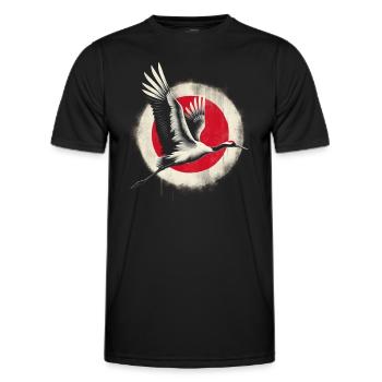 Drapeau de la grue japonaise - T-shirt sport Homme - noir - Devant - AI Model Male 178 dark (178cm)