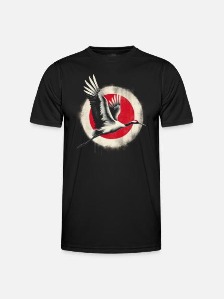 Kranich Japan Flagge - Männer Funktions-T-Shirt - Schwarz