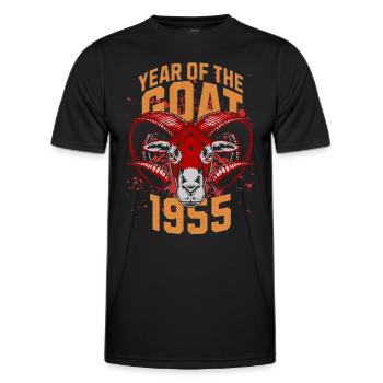 1955 - Année de la Chèvre - Astrologie Chinoise - T-shirt sport Homme - noir - Devant - AI Model Male 178 dark (178cm)