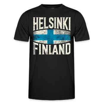 Helsinki Finland - Men's Functional T-Shirt - black - Front - AI Model Male 178 dark (178cm)