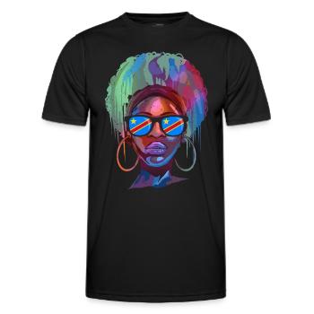Demokratische Republik Kongo - Männer Funktions-T-Shirt - Schwarz - Vorne - AI Model Male 178 dark (178cm)