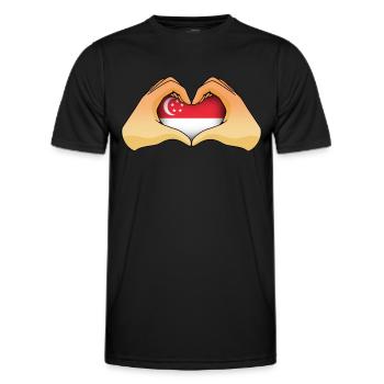 Singapur - Männer Funktions-T-Shirt - Schwarz - Vorne - AI Model Male 178 dark (178cm)
