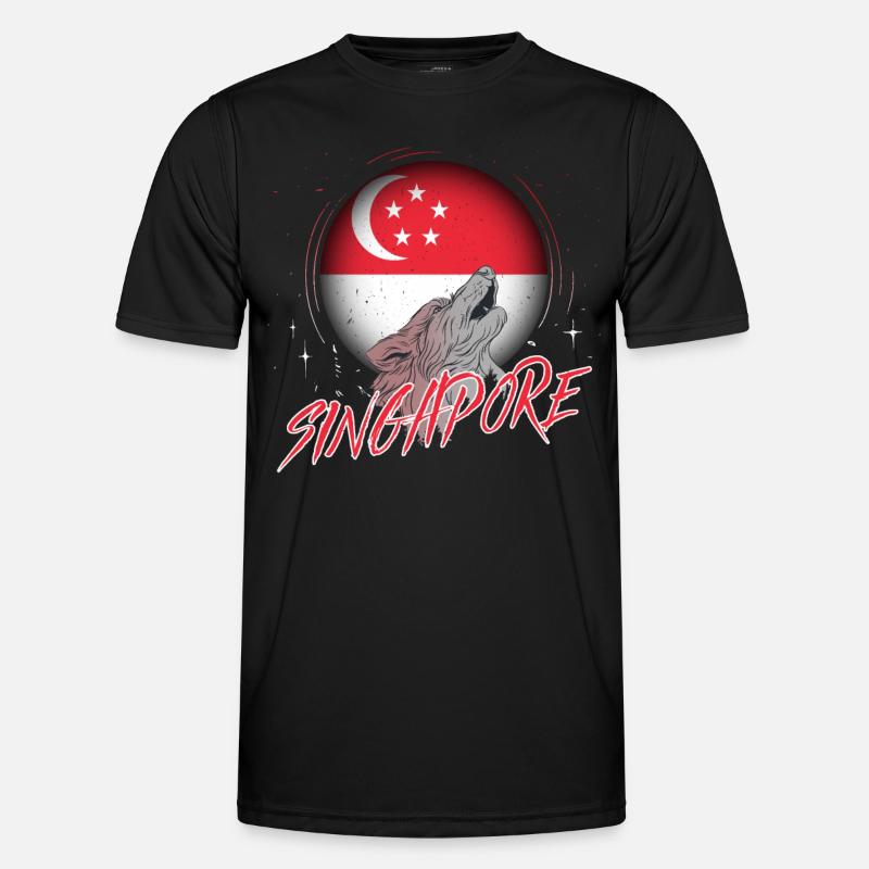 Singapur - Männer Funktions-T-Shirt - Schwarz