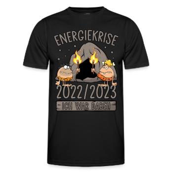 Energiekrise 2022/2023 Ich war dabei! Steinzeit - Männer Funktions-T-Shirt - Schwarz - Vorne - AI Model Male 178 dark (178cm)