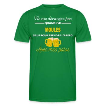 Ne me dérangez pas QUAND J'ai l'apéro moules - T-shirt sport Homme - vert - Devant - AI Model Male 178 dark (178cm)