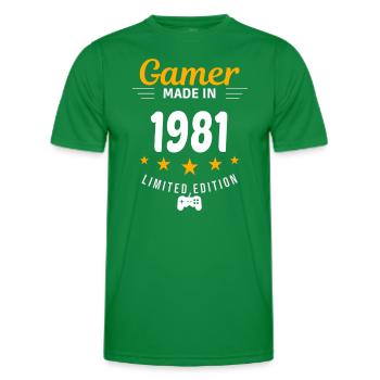 Gamer made in 1981 - Men's Functional T-Shirt - kelly green - Front - AI Model Male 178 dark (178cm)