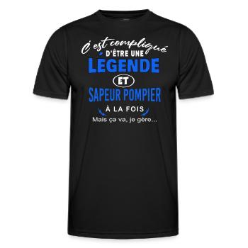 humour Légende et SAPEUR POMPIER cadeau - T-shirt sport Homme - noir - Devant - AI Model Male 178 dark (178cm)